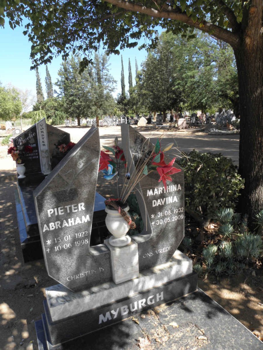 MYBURGH Pieter Abraham 1922-1998 &amp; Marthina Davina 1932-2009