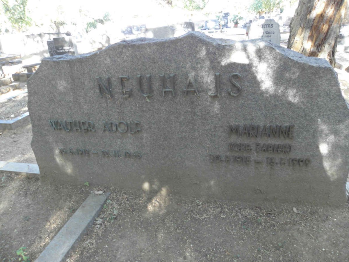 NEUHAUS Walther Adolf 1912-1968 &amp; Marianne ZABLER 1915-1999