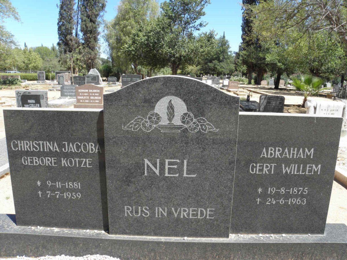 NEL Abraham Gert Willem 1875-1963 &amp; Christina Jacoba KOTZE 1881-1959
