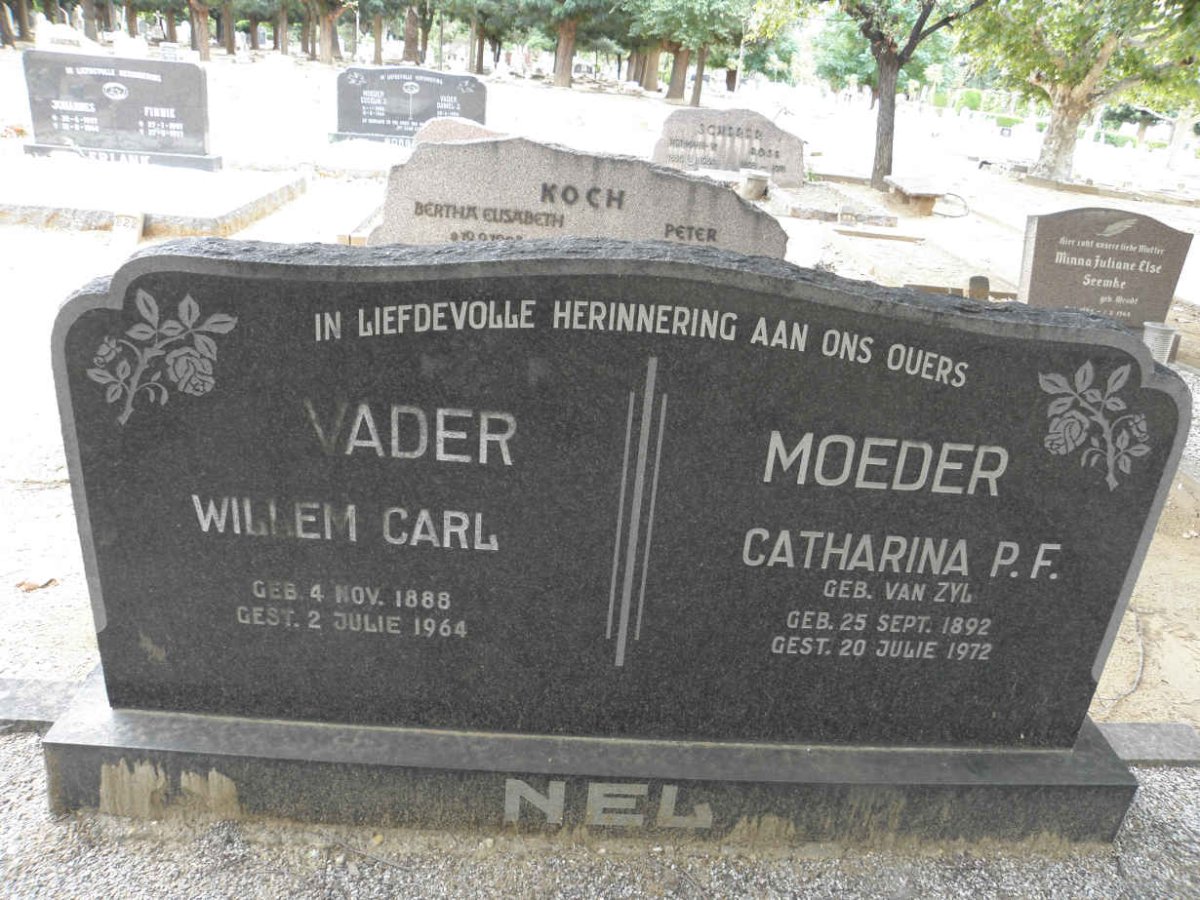NEL Willem Carl 1888-1964 &amp; Catharina P.F. VAN ZYL 1892-1972