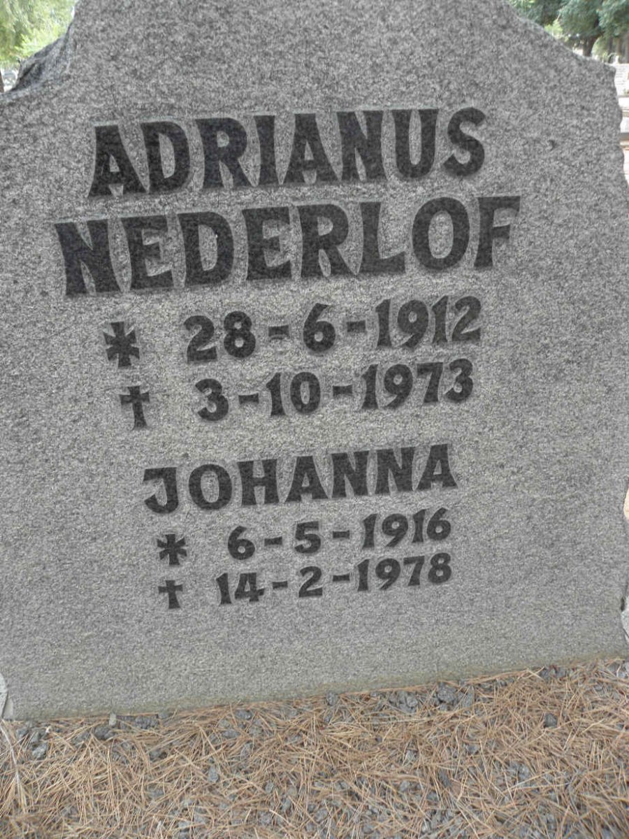 NEDERLOF Adrianus 1912-1973 &amp; Johanna 1916-1978