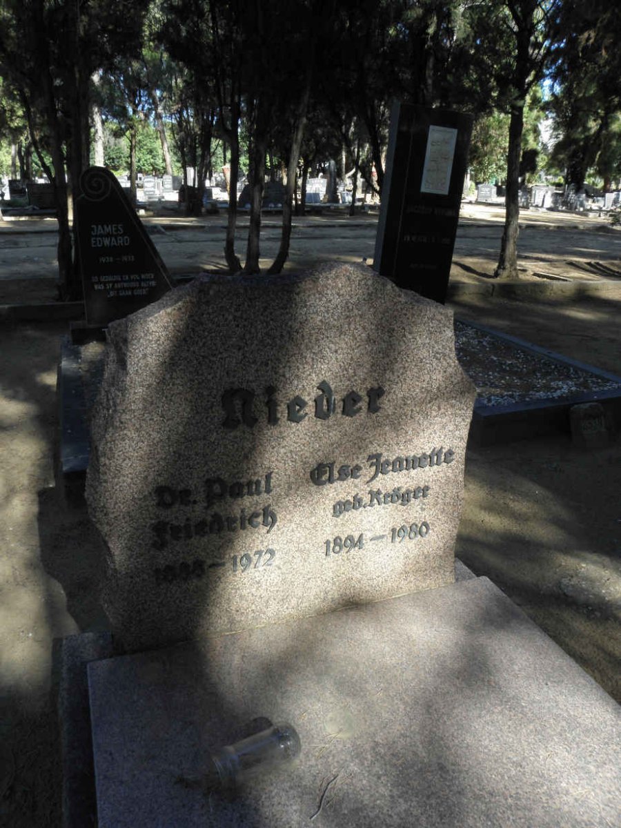 NIEDER Paul Friedrich 1893-1972 &amp; Elsa Jeanette KRÖGER 1894-1980