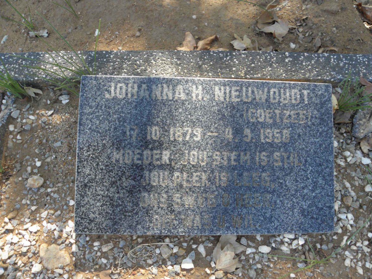 NIEUWOUDT Johanna H. nee COETZEE 1879-1958