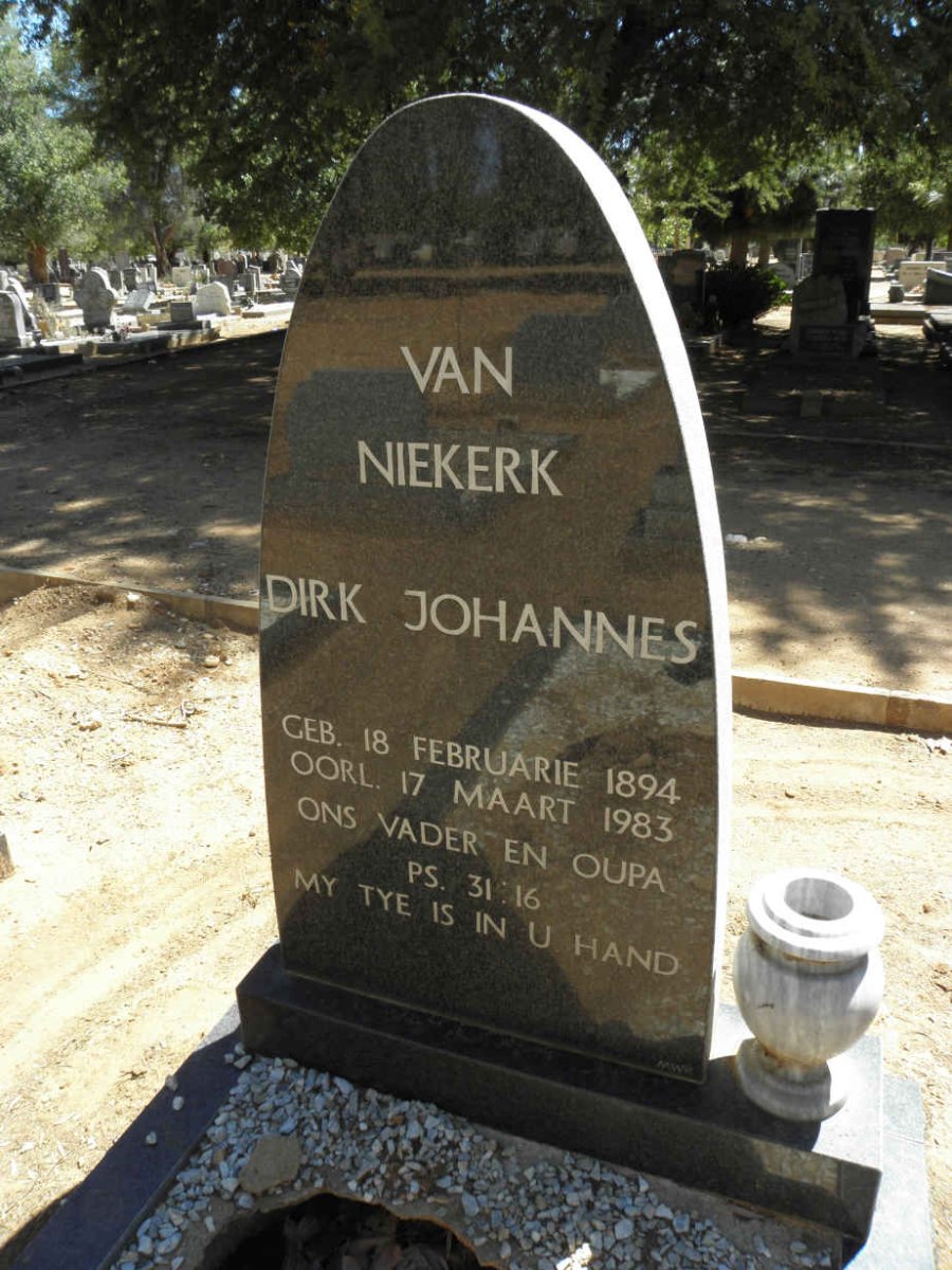 NIEKERK Dirk Johannes, van 1894-1983