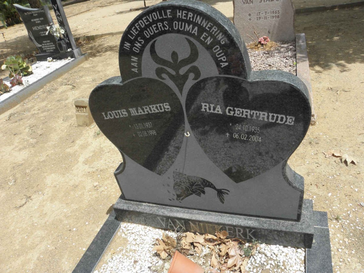 NIEKERK Louis Markus, van 1937-1998 &amp; Ria Gertrude 1935-2004
