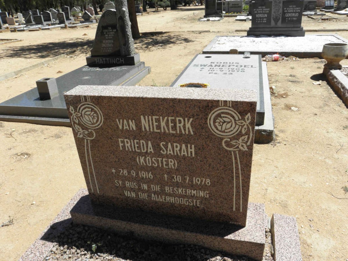 NIEKERK Frieda Sarah, van nee KÖSTER 1916-1978