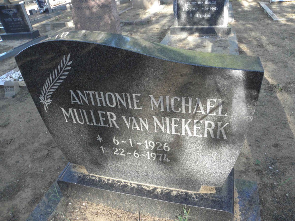 NIEKERK Anthonie Michael Muller, van 1926-1974