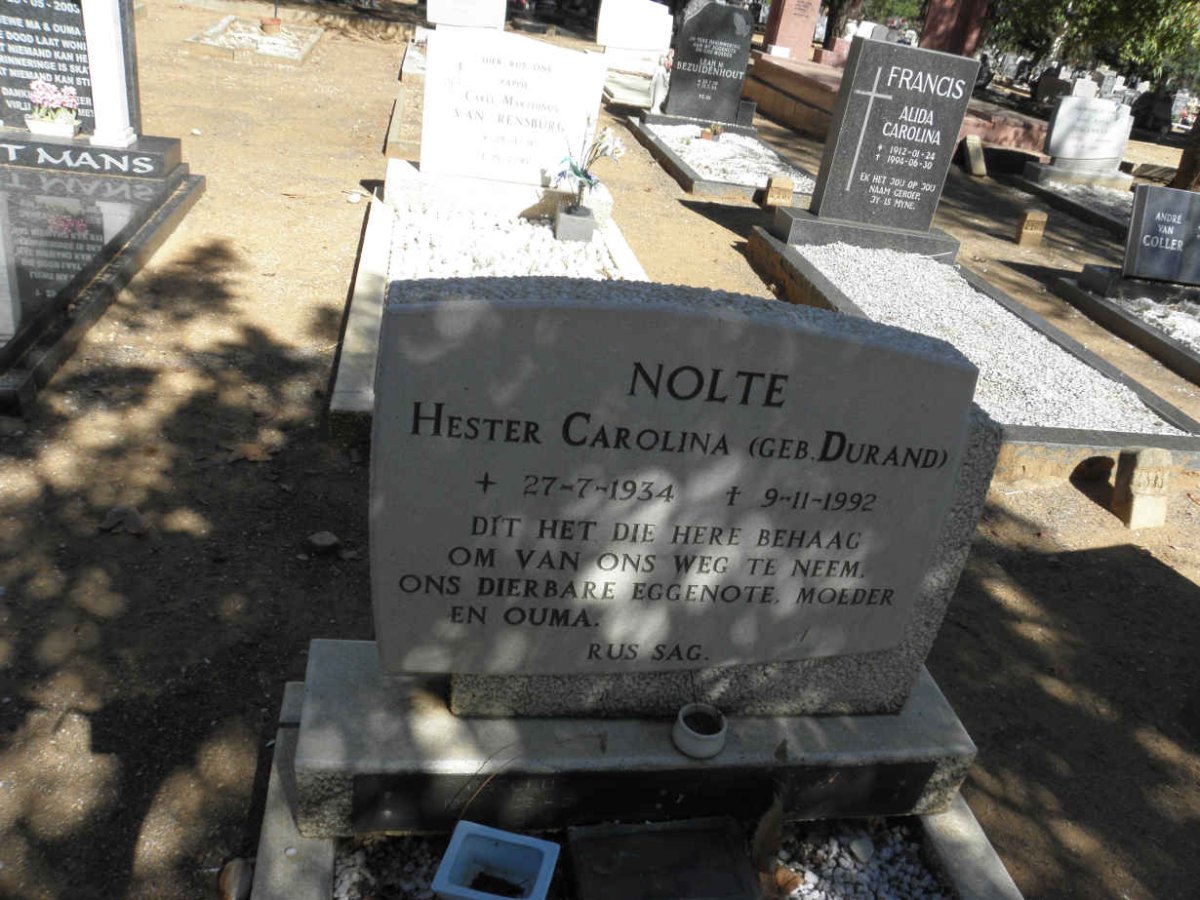 NOLTE Hester Carolina nee DURAND 1934-1992