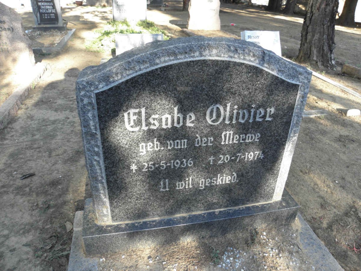OLIVIER Elsabe nee VAN DER MERWE 1936-1974