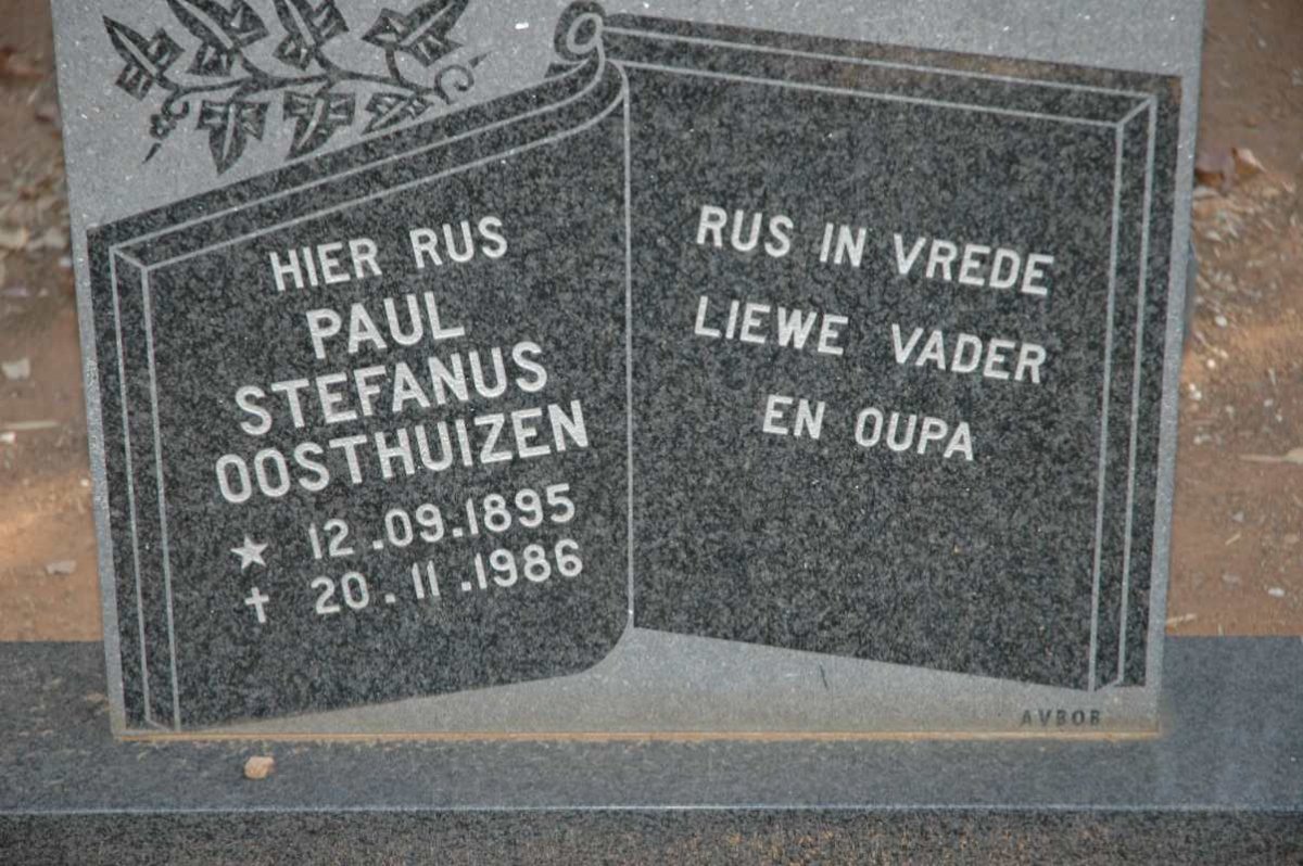 OOSTHUIZEN Paul Stefanus 1895-1986