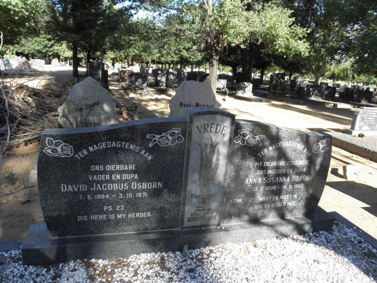 OSBORN David Jacobus 1884-1971 &amp; Anna Susanna 1886-1967 