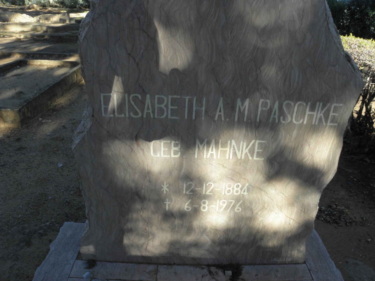 PASCHKE Elisabeth A.M. nee MAHNKE 1884-1976