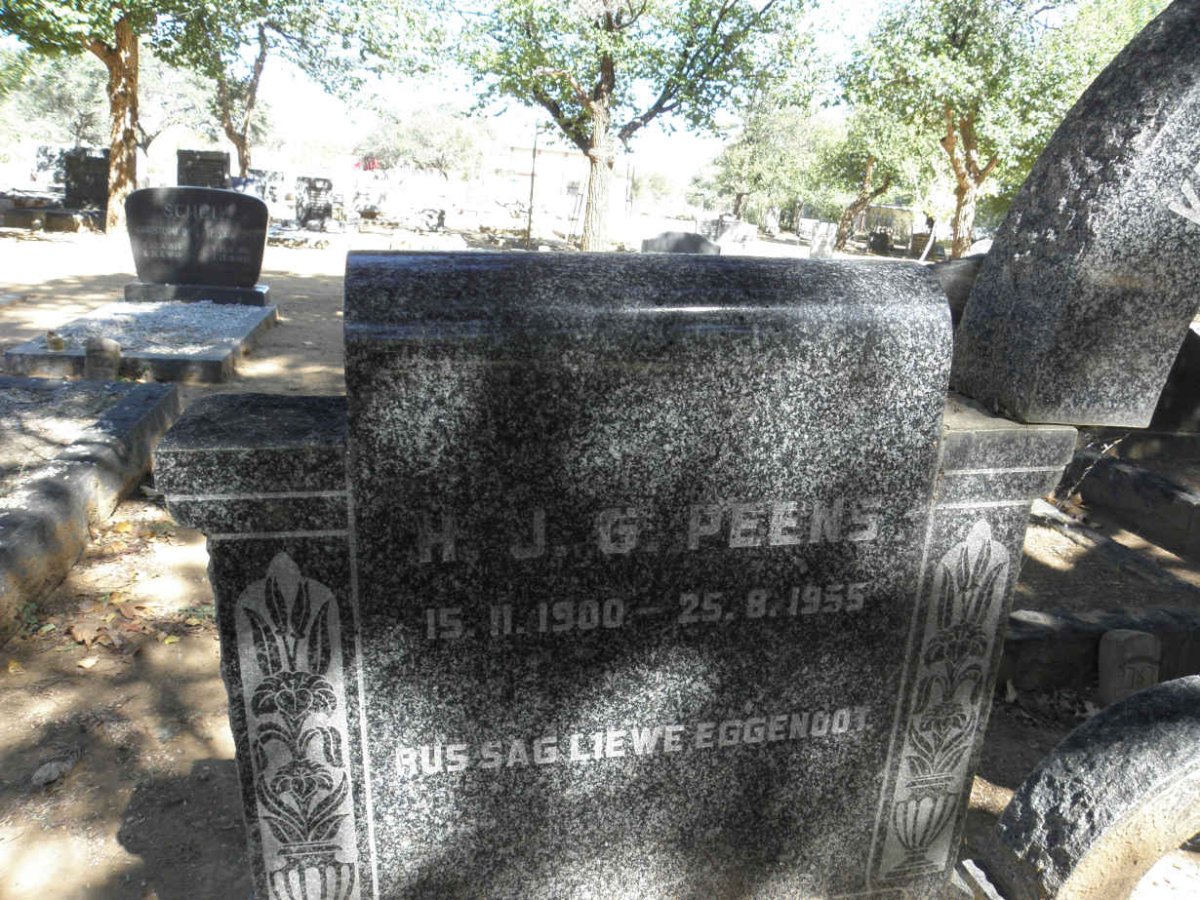 PEENS H.J.G. 1900-1955 &amp; Jacoba Johanna Aletta voorheen MEYER nee MARTINS 1890-1963