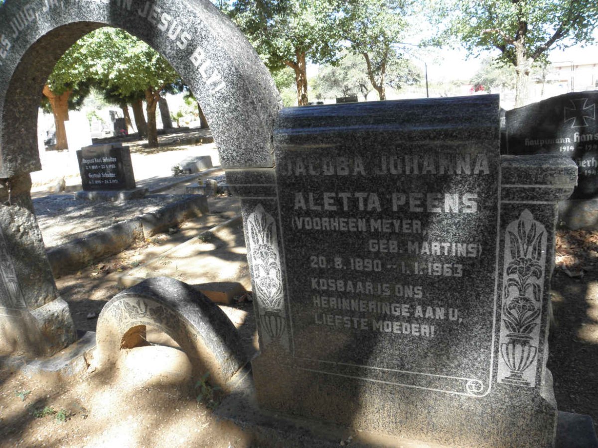 PEENS H.J.G. 1900-1955 &amp; Jacoba Johanna Aletta voorheen MEYER nee MARTINS 1890-1963