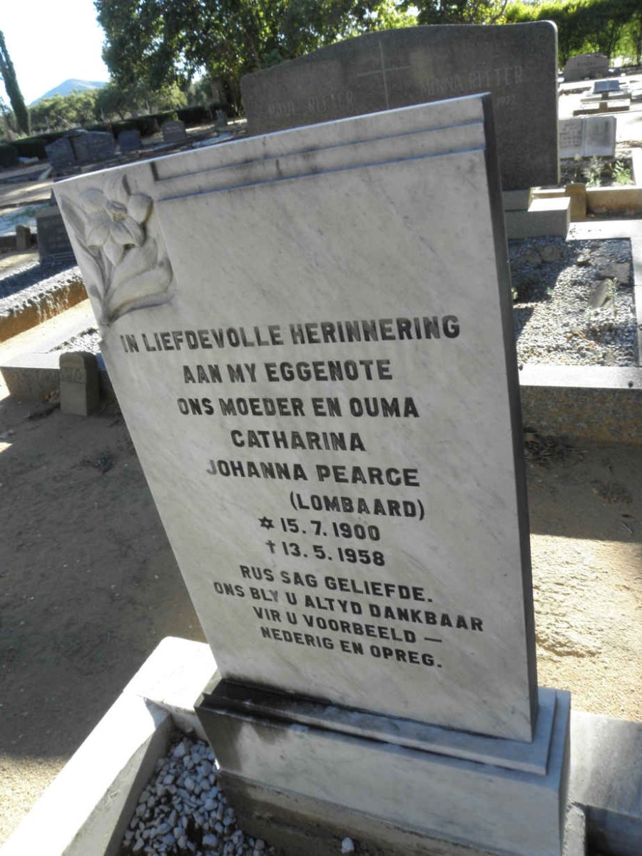 PEARCE Catharina Johanna nee LOMBAARD 1900-1958