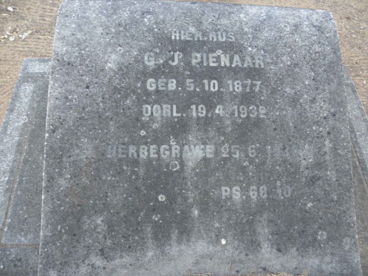 PIENAAR G.J. 1877-1932