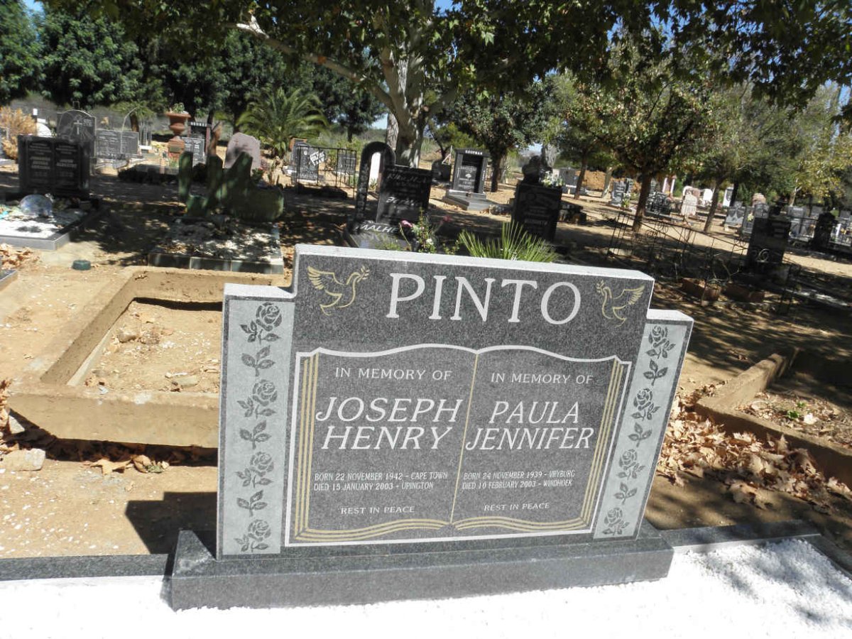 PINTO Joseph Henry 1942-2003 &amp; Paula Jennifer 1939-2003