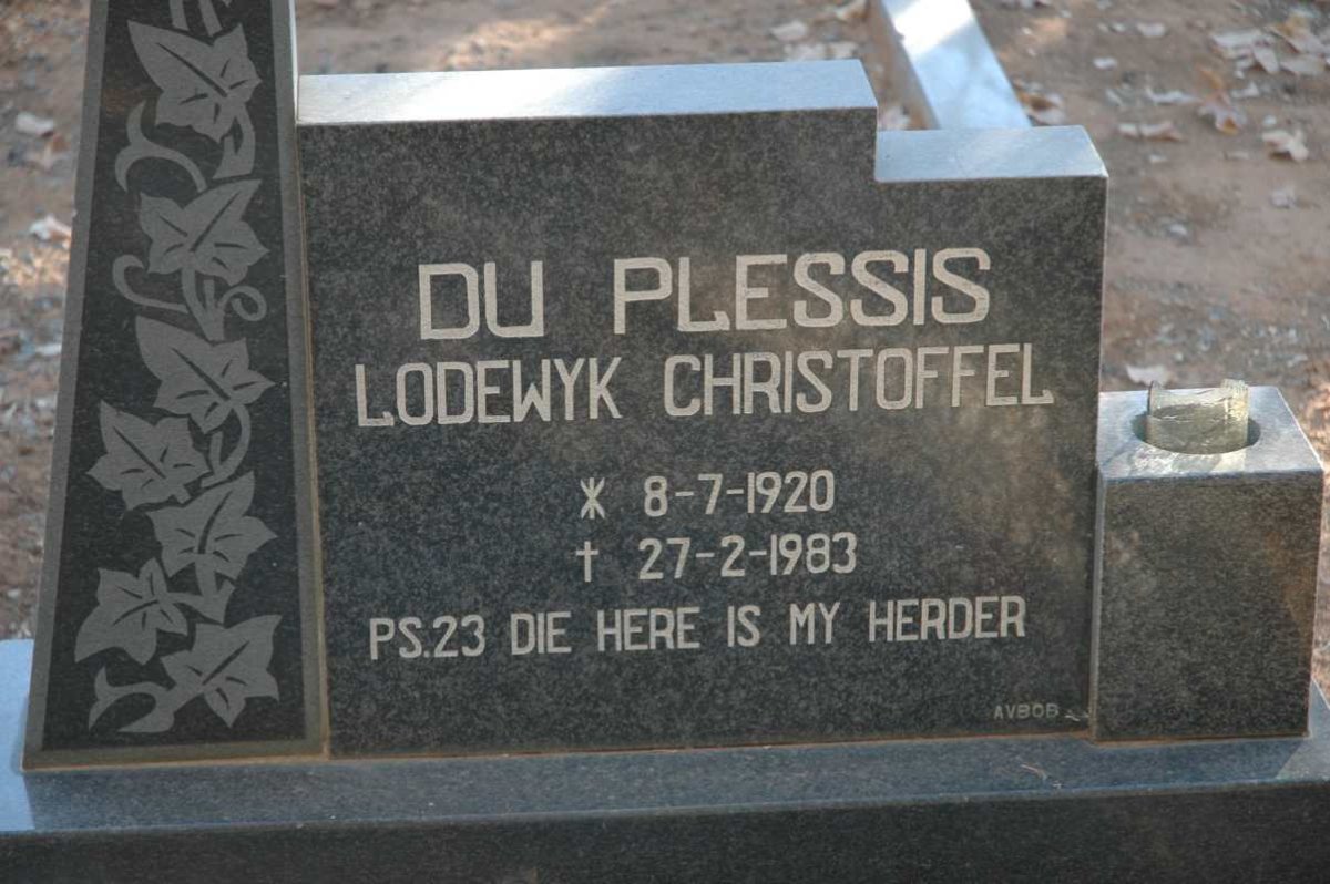 PLESSIS Lodewyk Christoffel, du 1920-1983