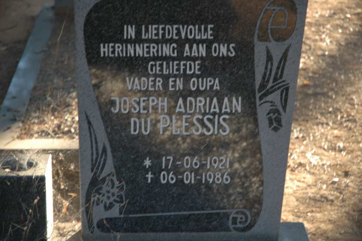 PLESSIS Joseph Adriaan, du 1921-1986