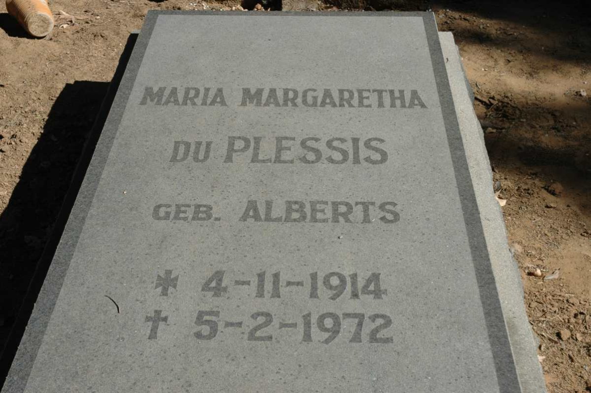 PLESSIS Maria Margaretha, du nee ALBERTS 1914-1972