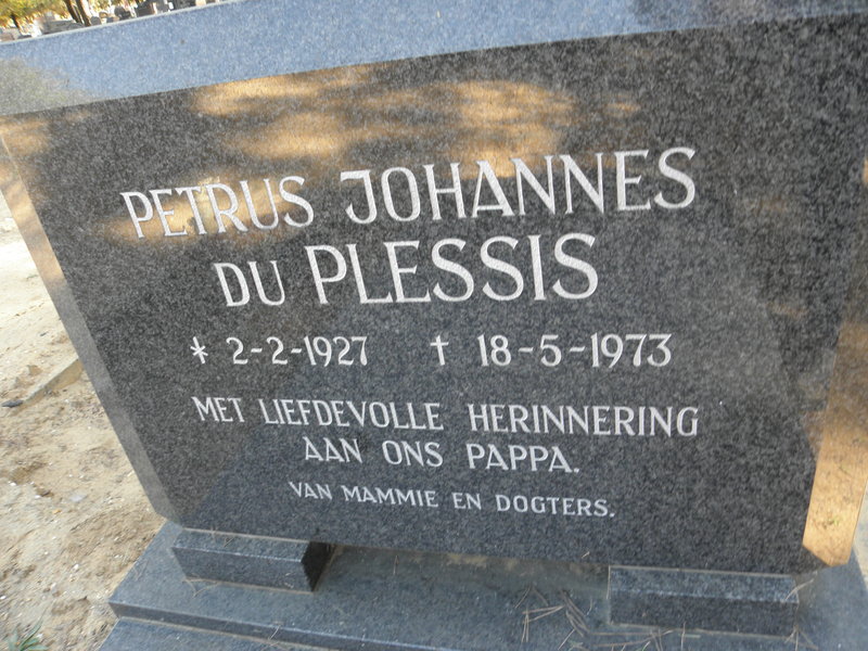 PLESSIS Petrus Johannes, du 1927-1973