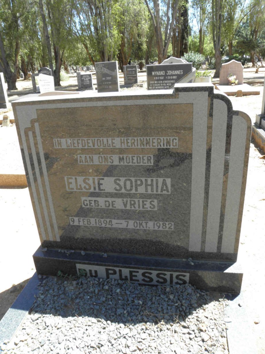 PLESSIS Elsie Sophia, du nee DE VRIES 1894-1982