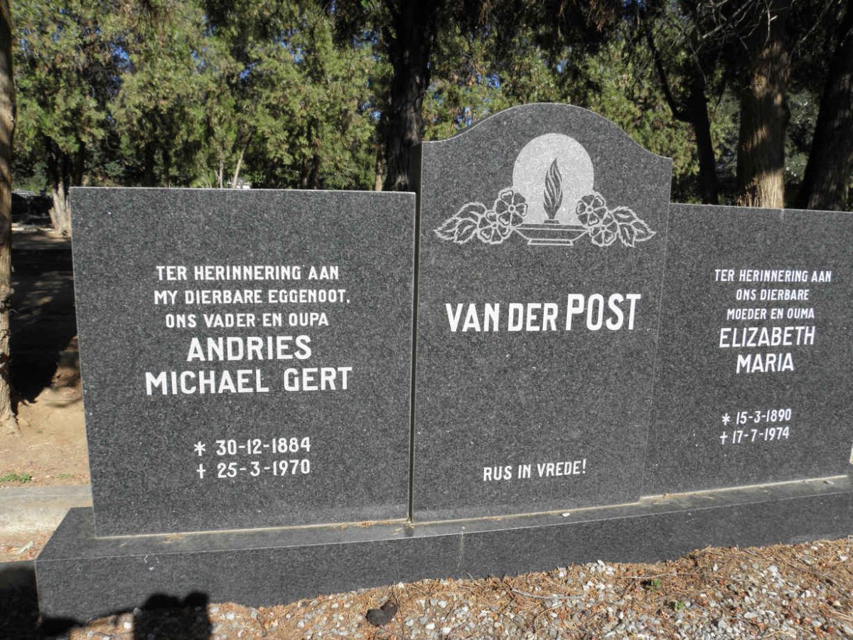 POST Andries Michael Gert, van der 1884-1970 &amp; Elizabeth Maria 1890-1974