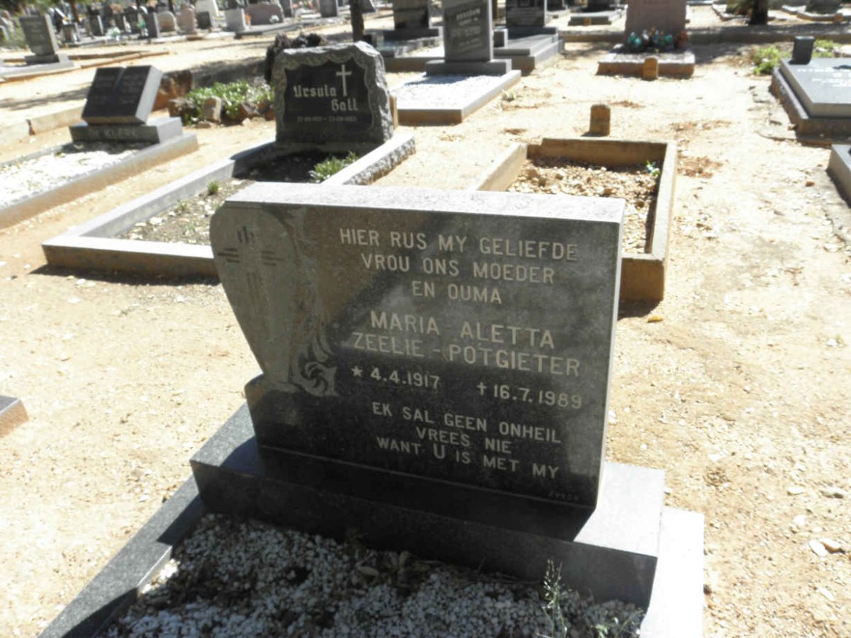 POTGIETER Maria Aletta nee ZEELIE 1917-1989