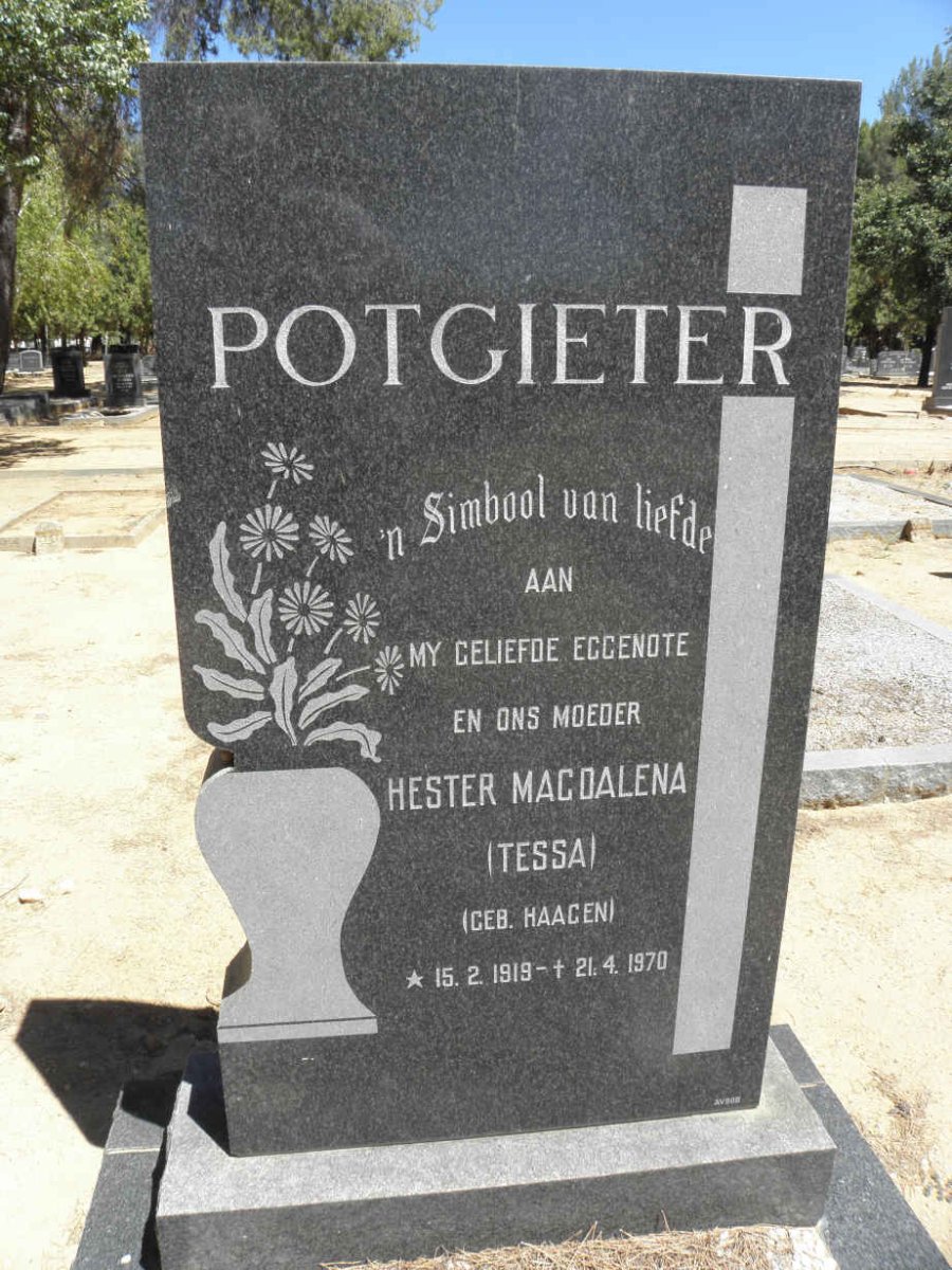 POTGIETER Hester Magdalena nee HAAGEN 1919-1970