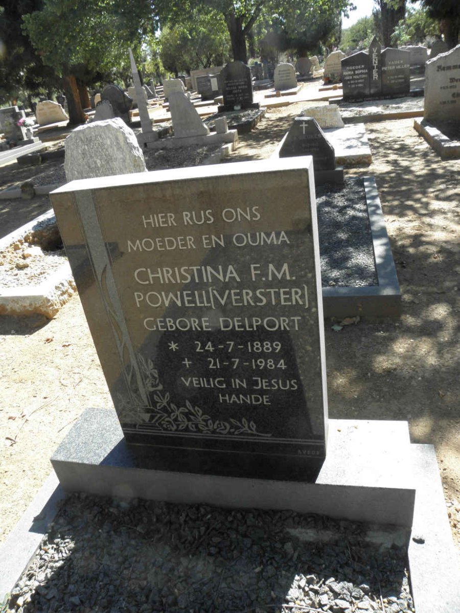 POWELL Christina F.M. previously VERSTER nee DELPORT 1889-1984