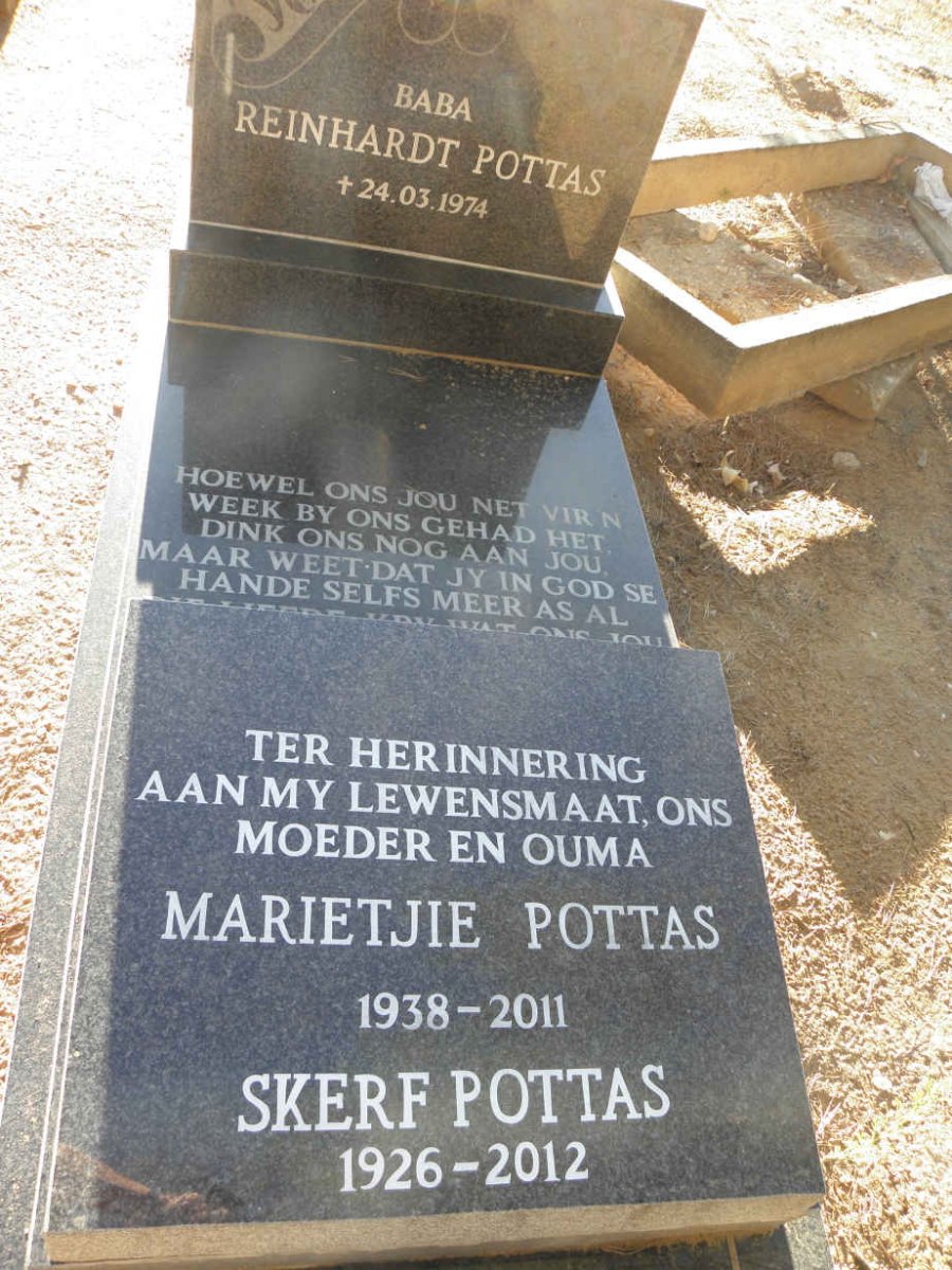 POTTAS Skerf 1926-2012 &amp; Marietjie 1938-2011 :: POTTAS Reinhardt -1974