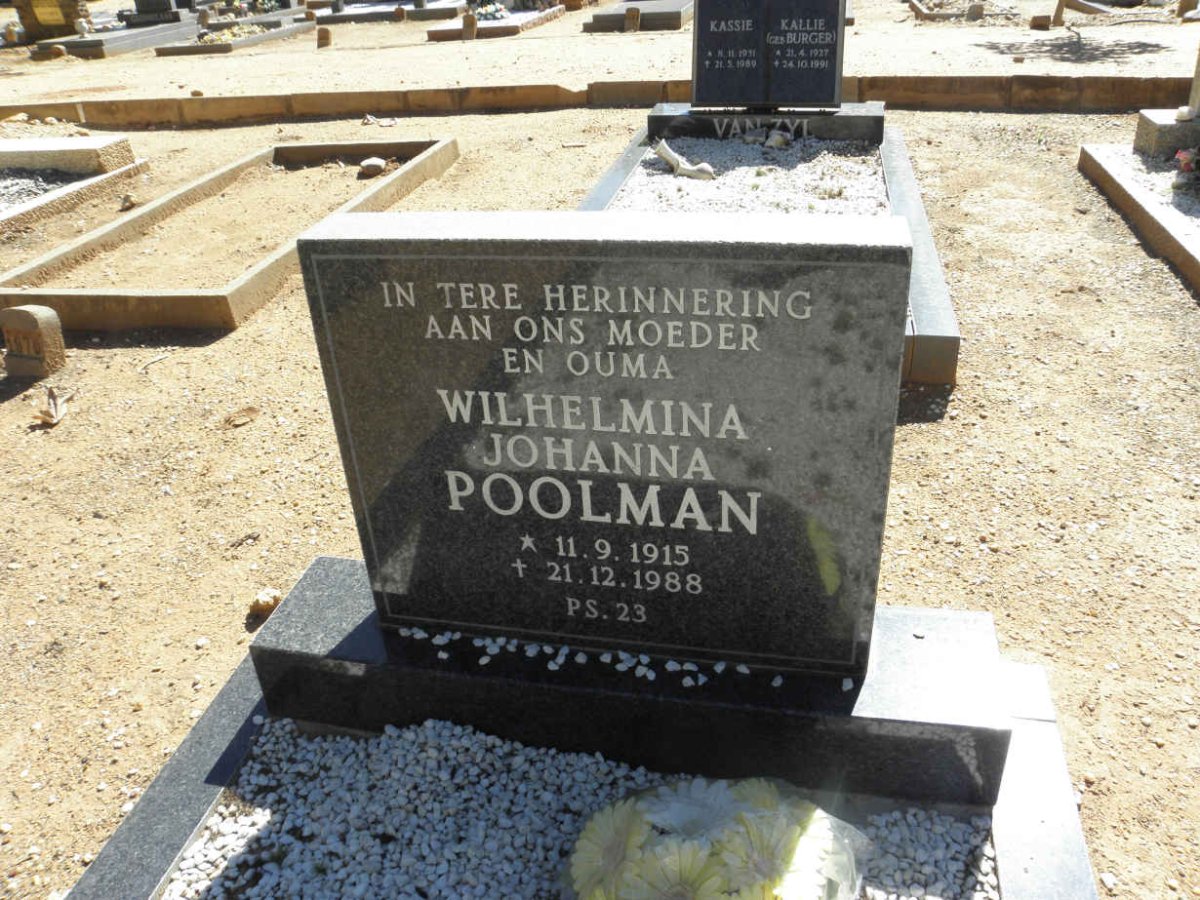POOLMAN Wilhelmina Johanna 1915-1988
