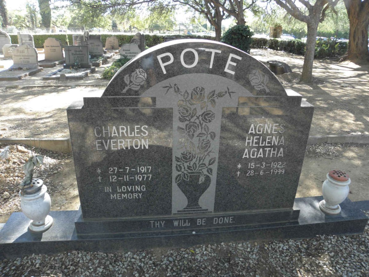 POTE Charles Everton 1917-1977 &amp; Agnes Helena Agatha 1922-1999