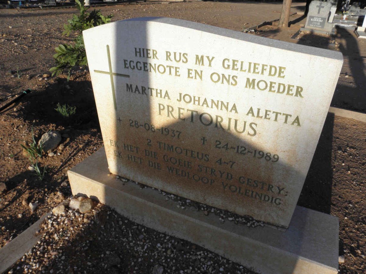 PRETORIUS Martha Johanna Aletta 1937-1989