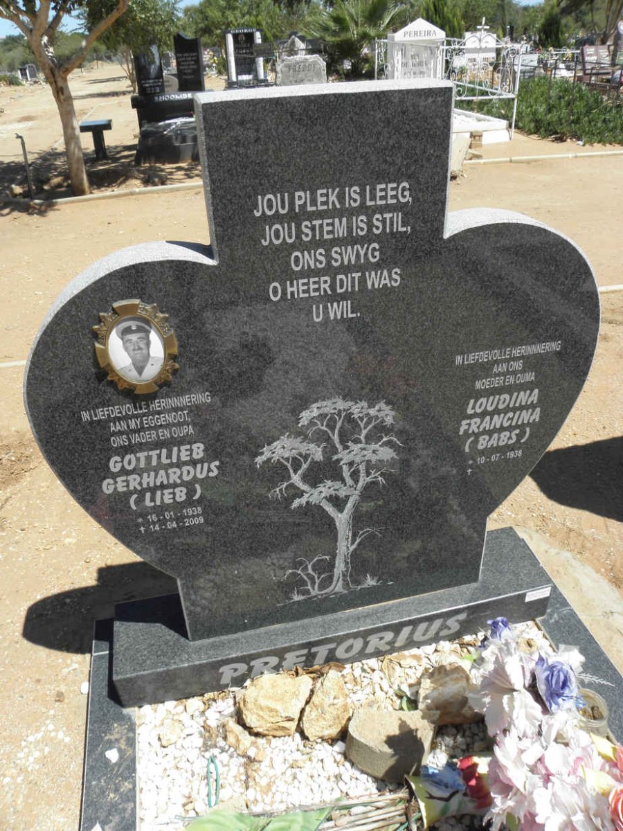 PRETORIUS Gottlieb Gerhardus 1938-2009 &amp; Loudina Francina 1938-