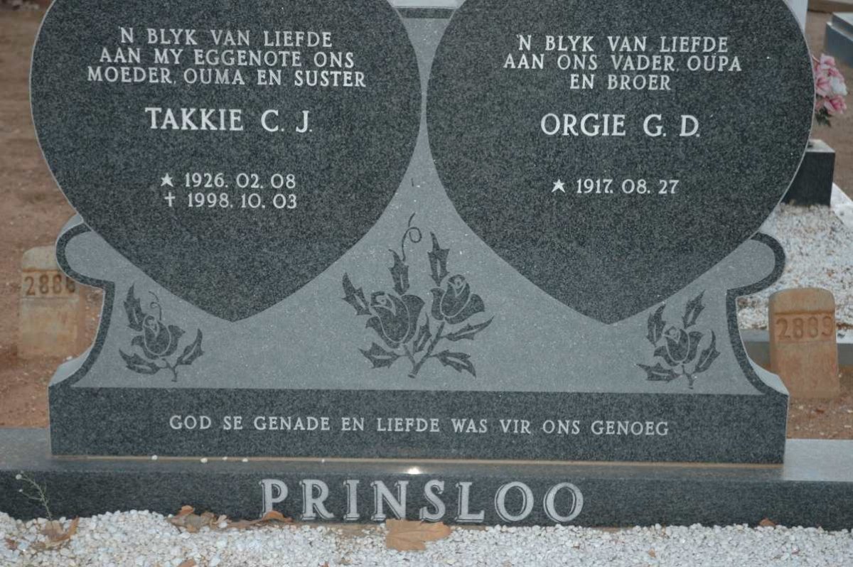 PRINSLOO G.D. 1917- &amp; C.J. 1926-1998