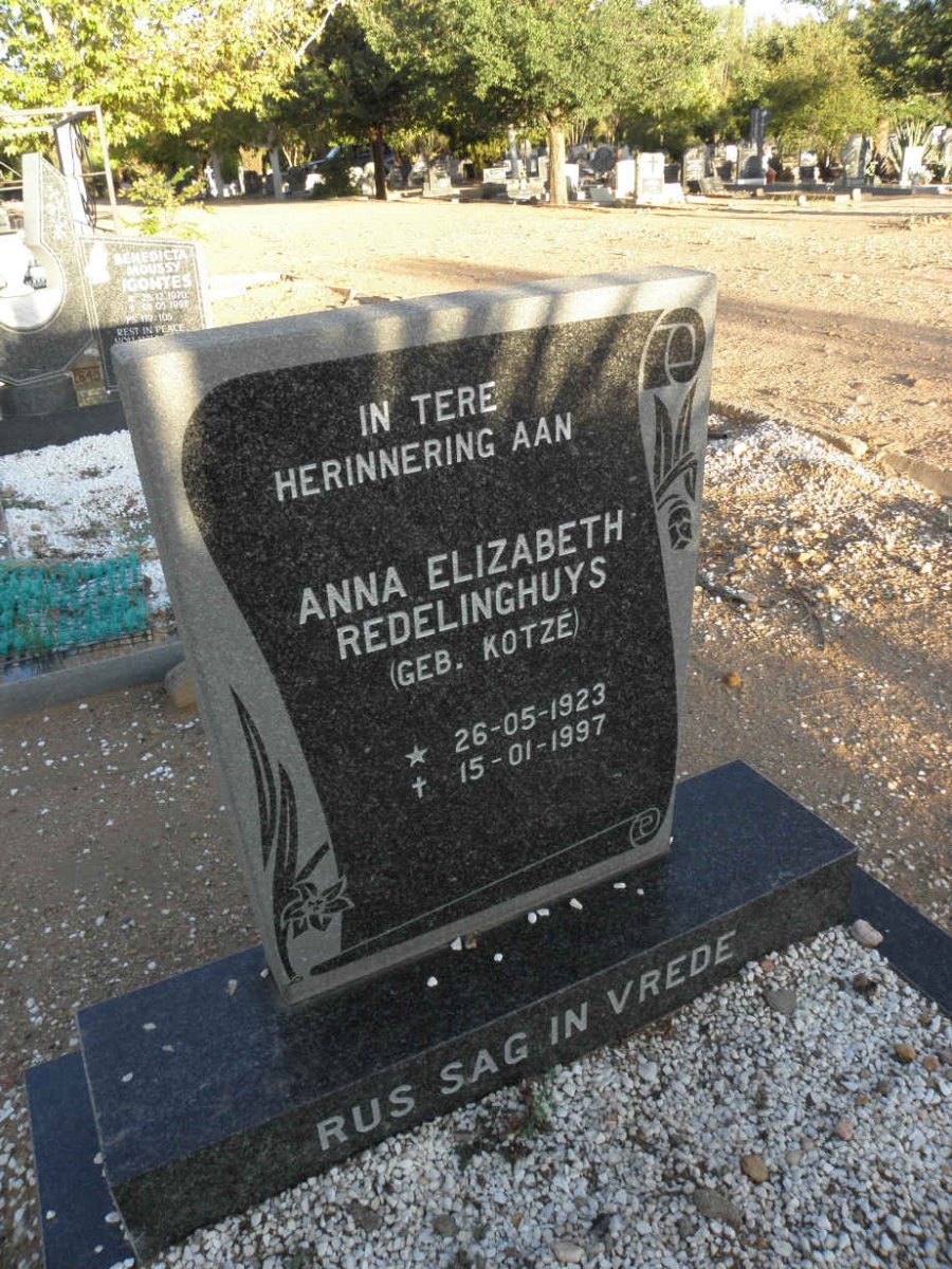 REDELINGHUYS Anna Elizabeth nee KOTZÉ 1923-1997