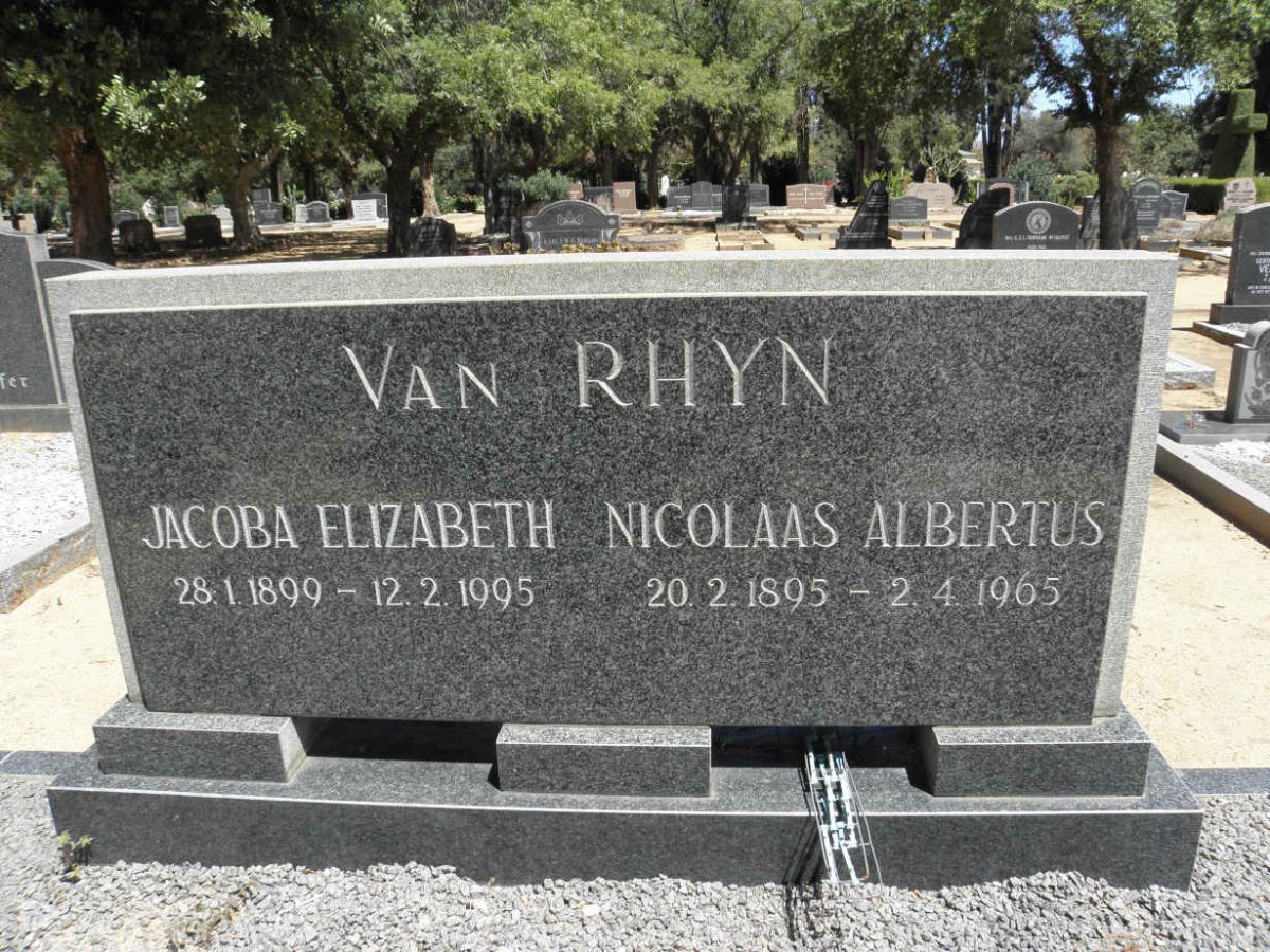 RHYN Nicolaas Albertus, van 1895-1965 &amp; Jacoba Elizabeth 1899-1995