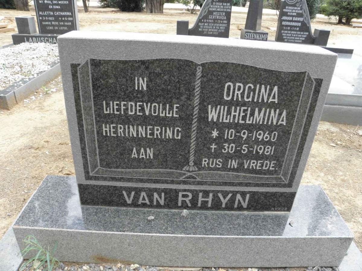 RHYN Orgina Wilhelmina, van 1960-1981
