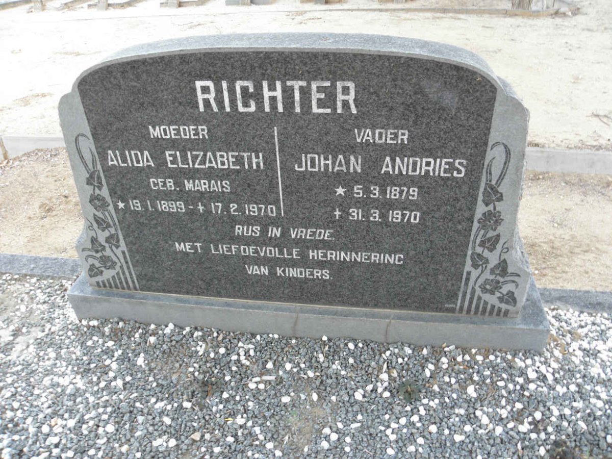 RICHTER Johan Andries 1879-1970 &amp; Alida Elizabeth MARAIS 1899-1970