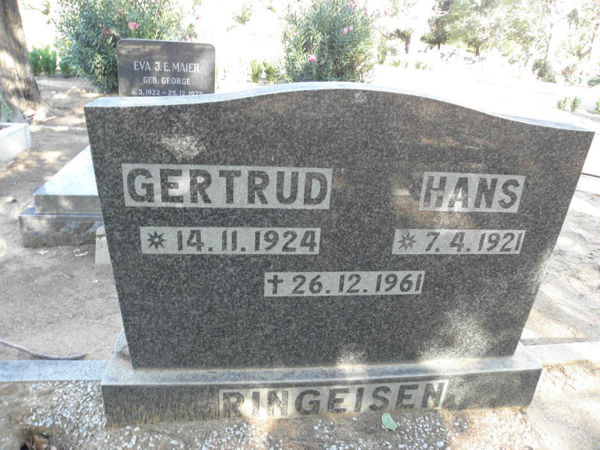 RINGEISEN Hans 1921-1961 &amp; Gertrud 1924-1961