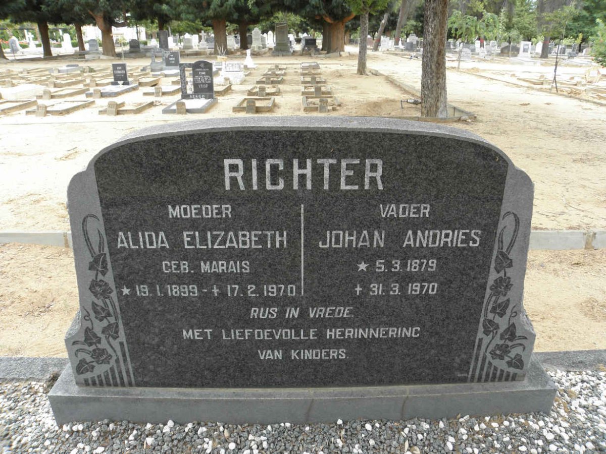 RICHTER Johan Andries 1879-1970 &amp; Alida Elizabeth MARAIS 1899-1970