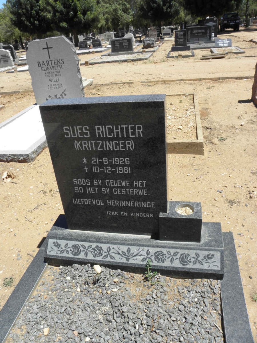 RICHTER Sues nee KRITZINGER 1926-1981