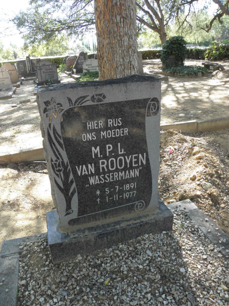 ROOYEN M.P.L., van nee WASSERMANN 1891-1977
