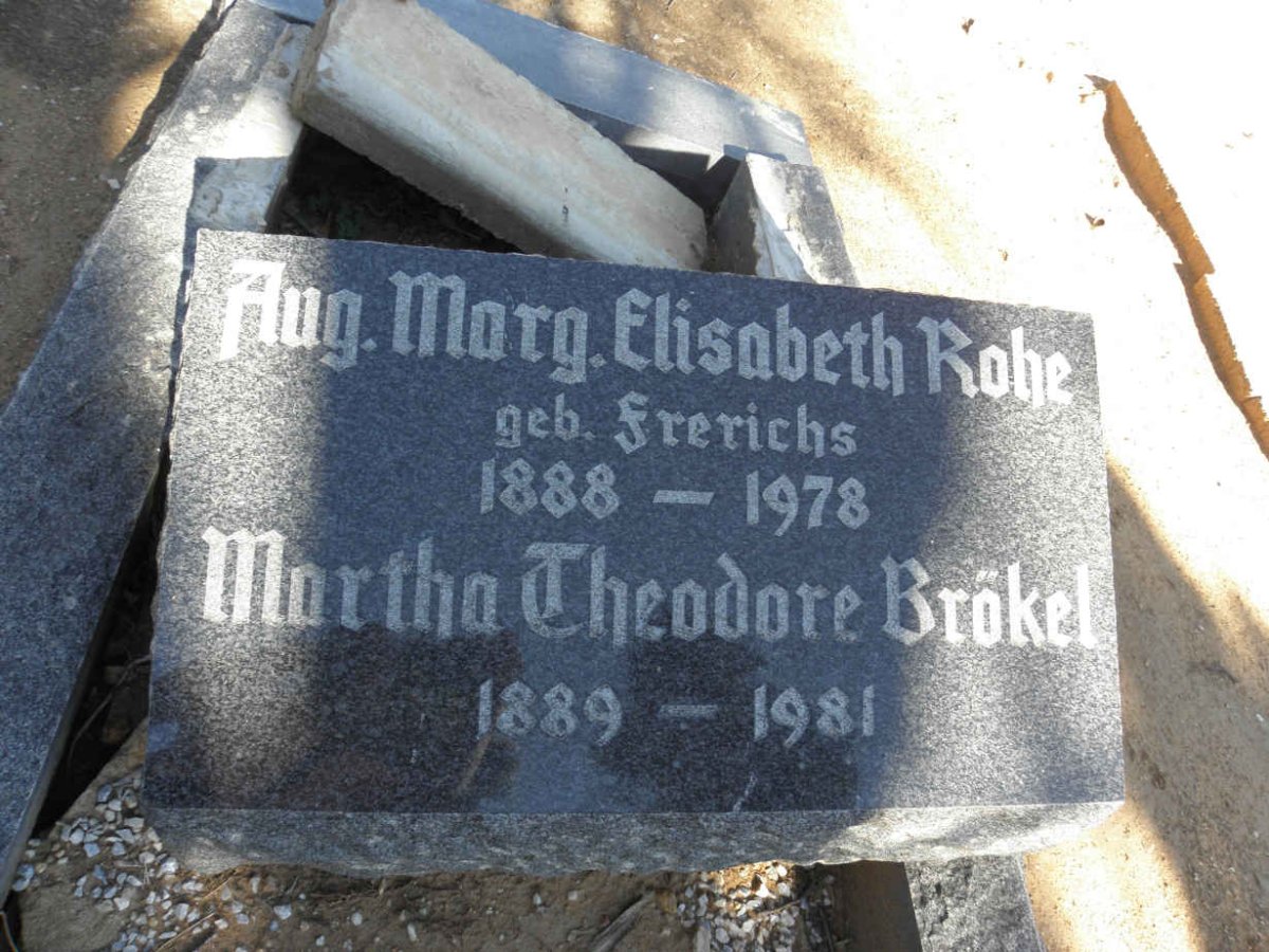 ROHE Aug. Marg. Elisabeth nee FRERICHS 1888-1978 :: BRÖKEL Martha THEODORE 1889-1981