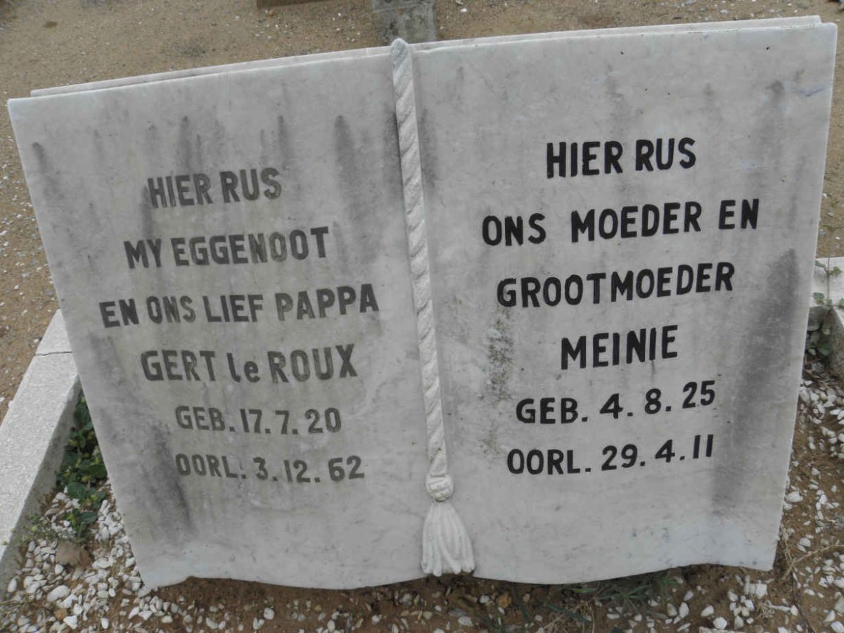 ROUX Gert Le 1920-1962 &amp; Meinie 1925-2011
