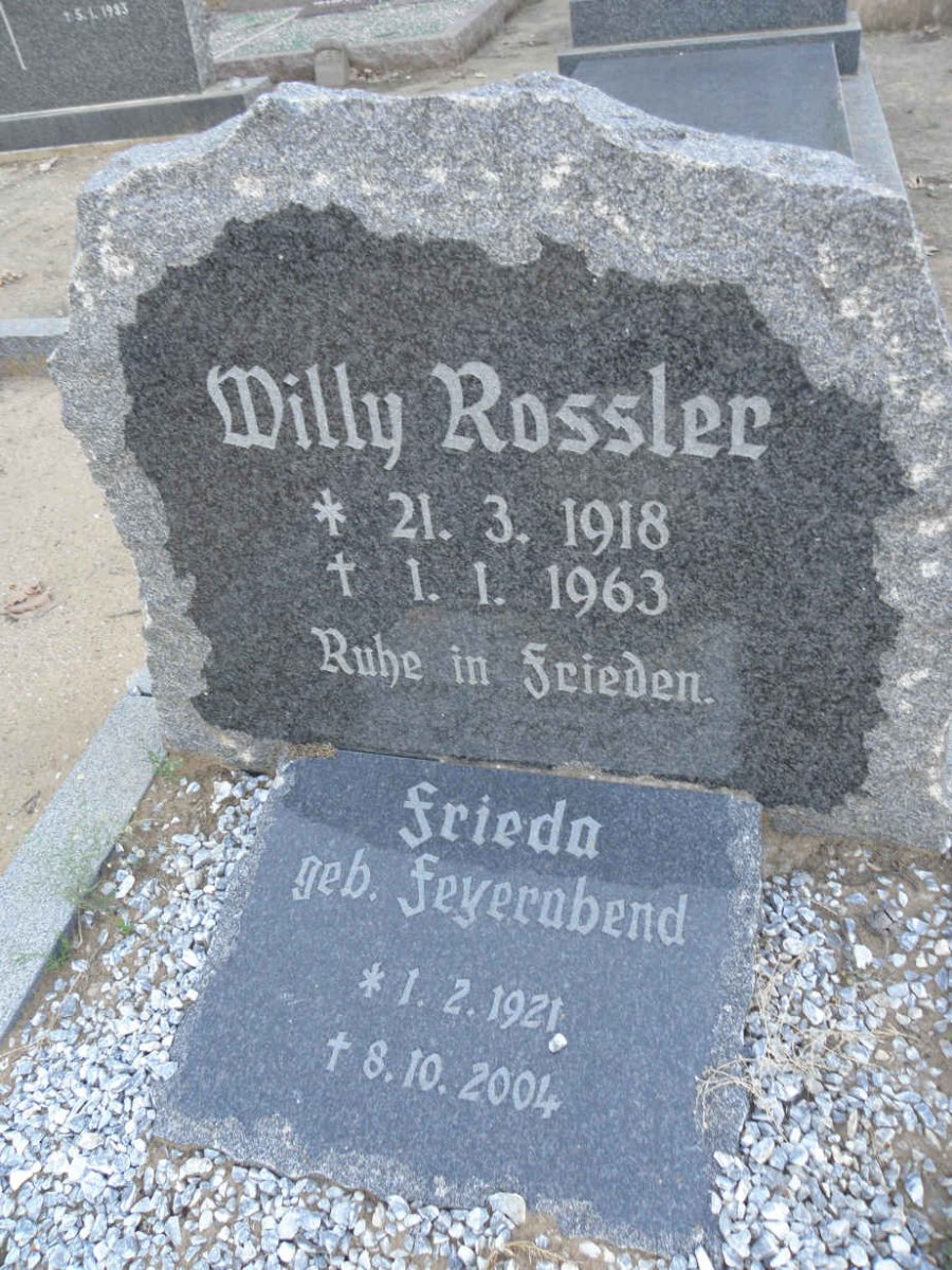 ROSSLER Willy 1918-1963 &amp; Frieda FEYERABEND 1921-2004