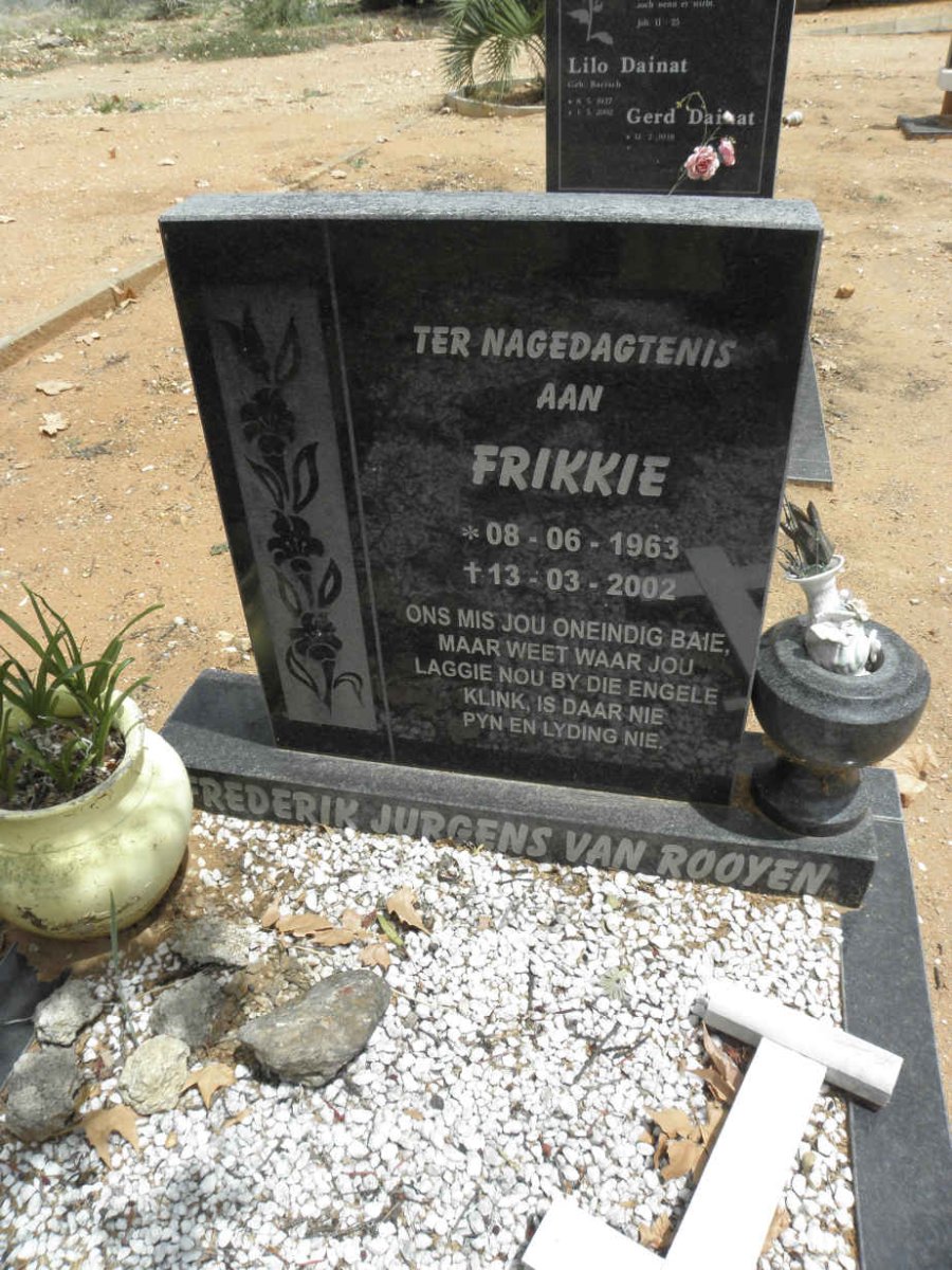 ROOYEN Frederik Jurgens, van 1963-2002