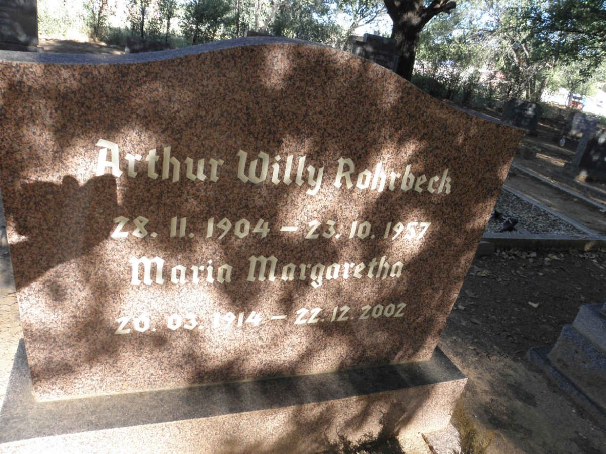 ROHRBECK Arthur Willy 1904-1957 &amp; Maria Margaretha 1914-2002
