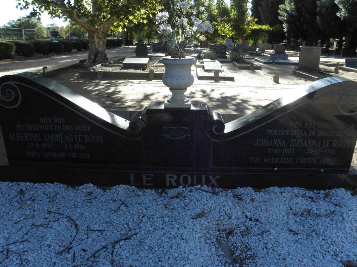 ROUX Albertus Andreas, le 1897-1961 &amp; Johanna Susanna 1903-1985